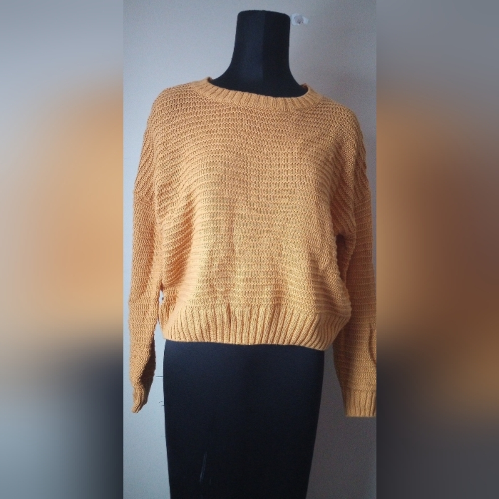 Medium Textured Cozy Mustard Sweater - Picture 3 of 6